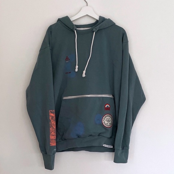 Nike Other - Nike Dri Fit Standard Issue Hoodie Teal Graphic Print Mens L Organic High